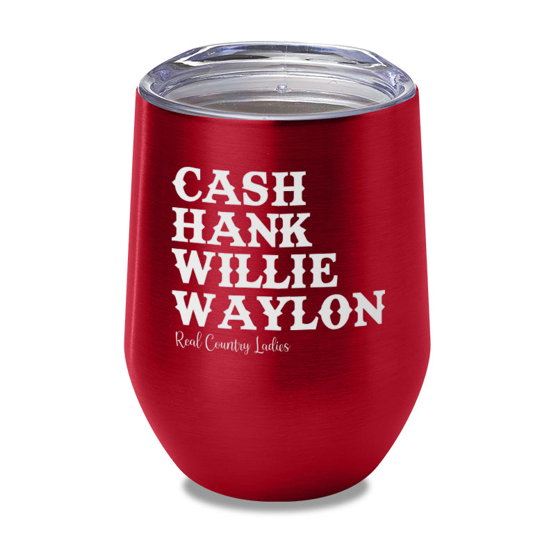 Cash Hank Willie Waylon Laser Etched Tumbler