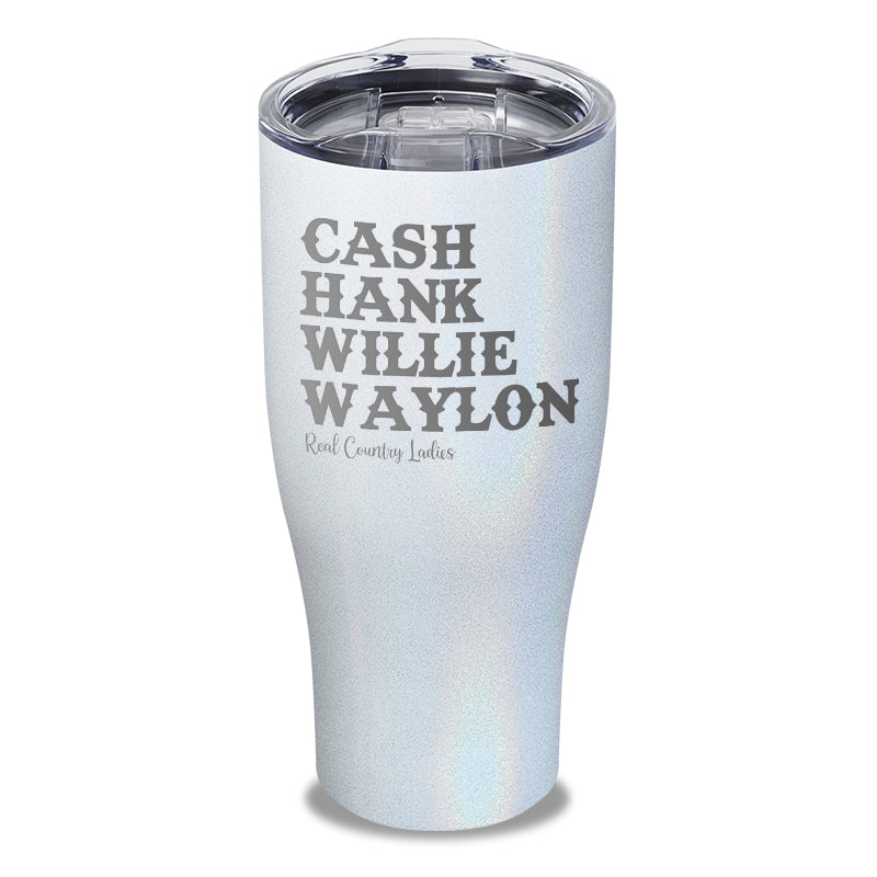 Cash Hank Willie Waylon Laser Etched Tumbler