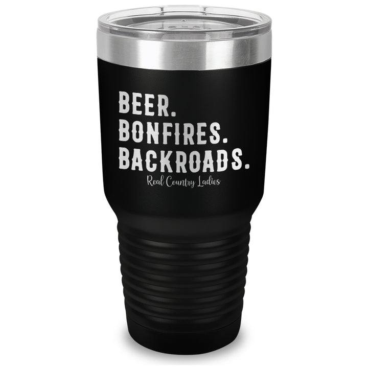 Beer Bonfires Backroads Laser Etched Tumbler