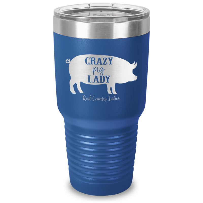 Crazy Pig Lady Laser Etched Tumbler