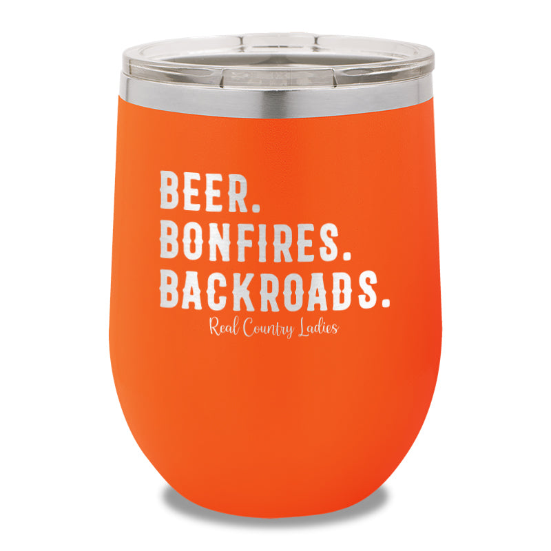 Beer Bonfires Backroads 12oz Stemless Wine Cup