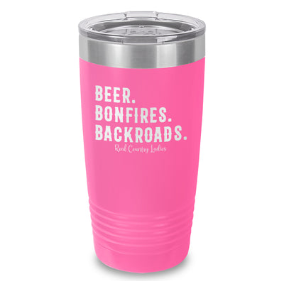 Beer Bonfires Backroads Laser Etched Tumbler