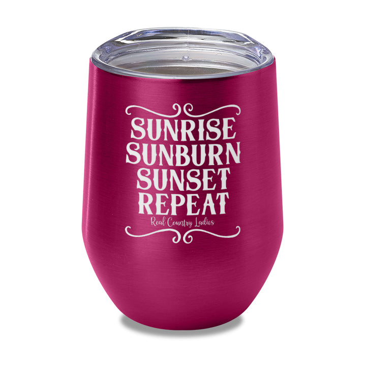 Sunrise Sunburn Sunset Repeat Laser Etched Tumbler