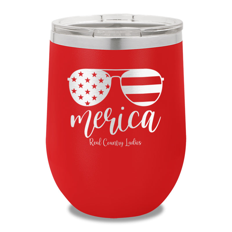 Merica Sunglasses 12oz Stemless Wine Cup