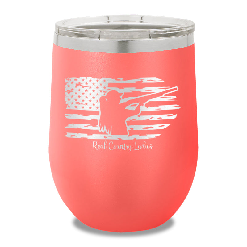 Shotgun USA Flag 12oz Stemless Wine Cup