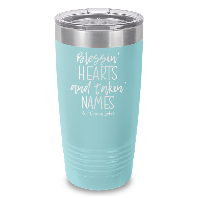 Blessin Hearts And Takin Names Laser Etched Tumbler