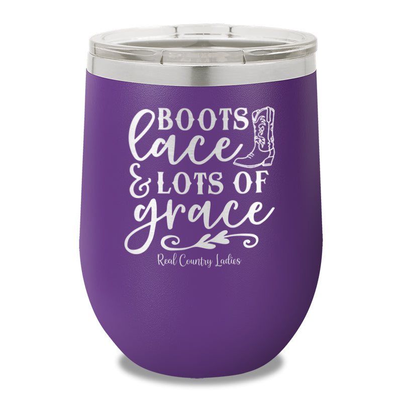 Boots Lace And Lots Of Grace 12oz Stemless Wine Cup