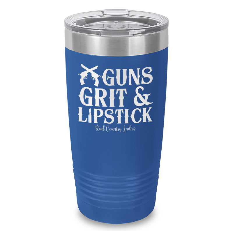 Guns Grit And Lipstick Laser Etched Tumbler