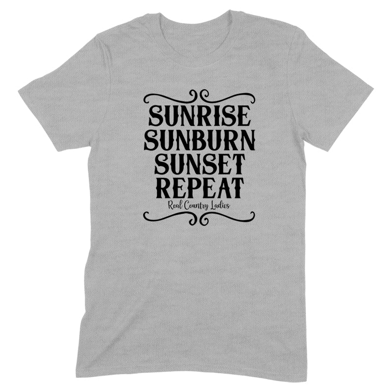 Sunrise Sunburn Sunset Repeat Black Print Front Apparel