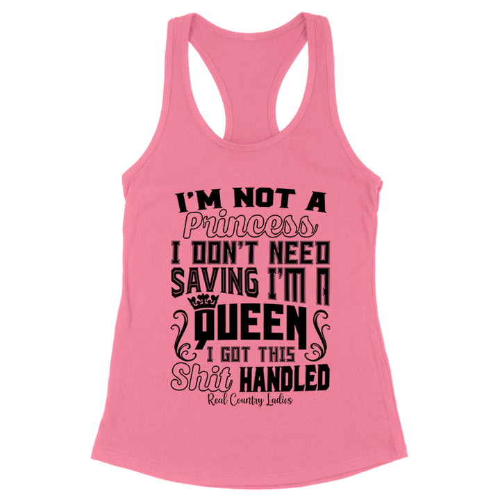 I'm Not A Princess Black Print Front Apparel