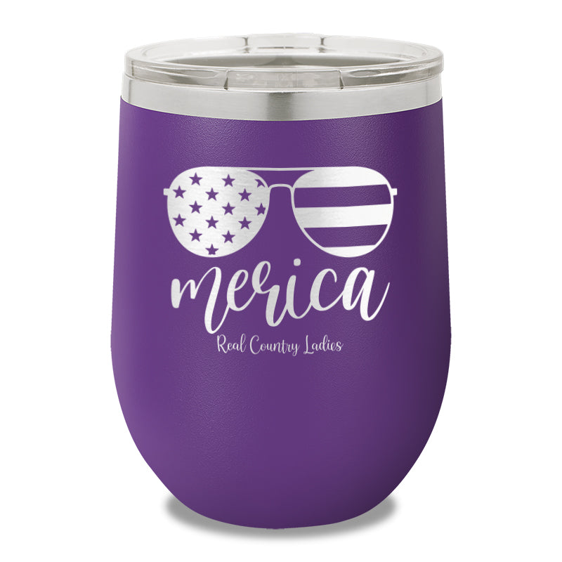 Merica Sunglasses 12oz Stemless Wine Cup