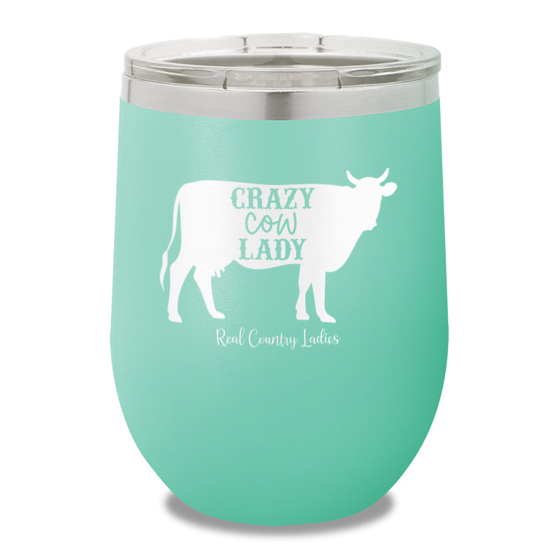 Crazy Cow Lady 12oz Stemless Wine Cup