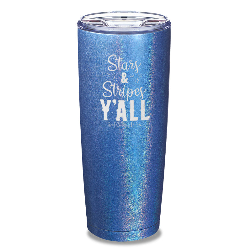 Stars And Stripes Y'all Laser Etched Tumbler