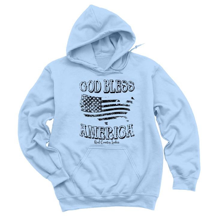 God Bless America Black Print Hoodies & Long Sleeves