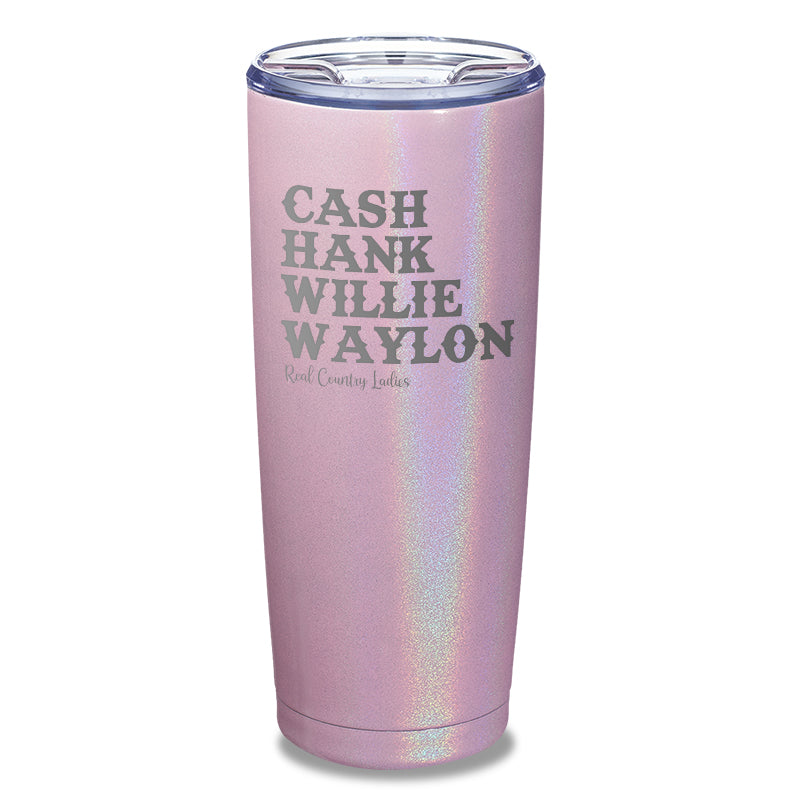 Cash Hank Willie Waylon Laser Etched Tumbler