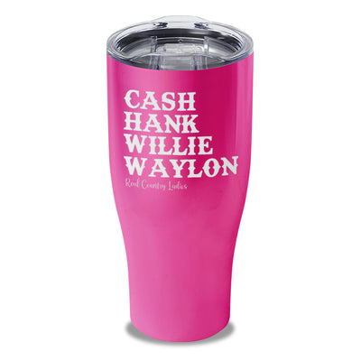 Cash Hank Willie Waylon Laser Etched Tumbler