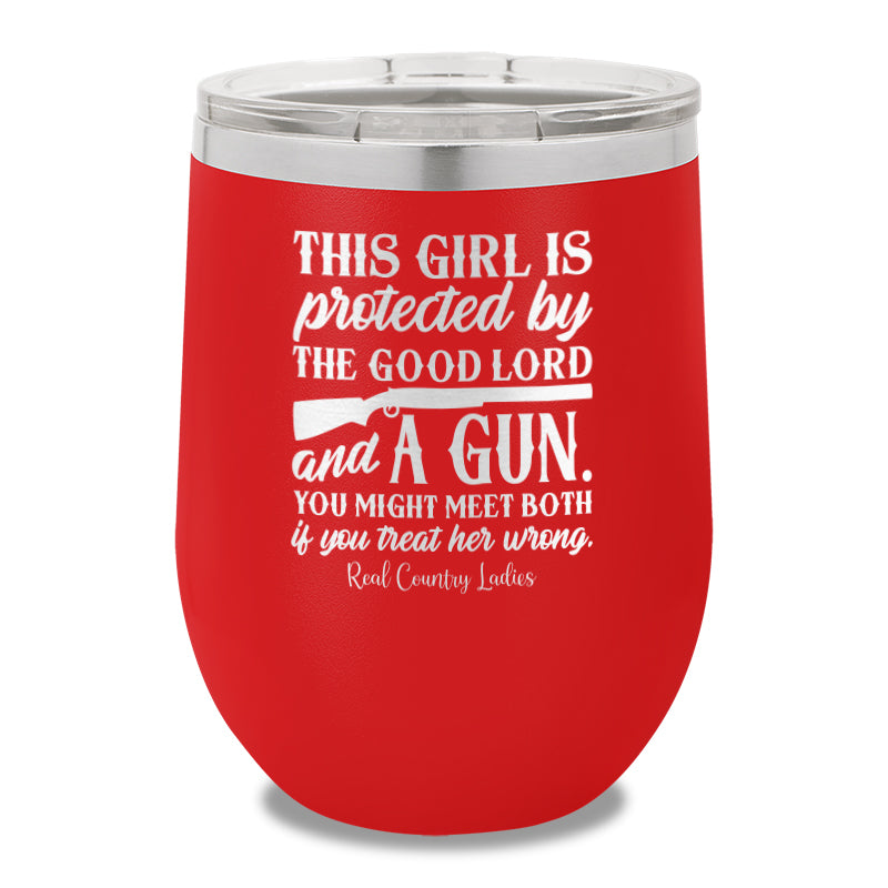 The Good Lord And A Gun 12oz Stemless Wine Cup