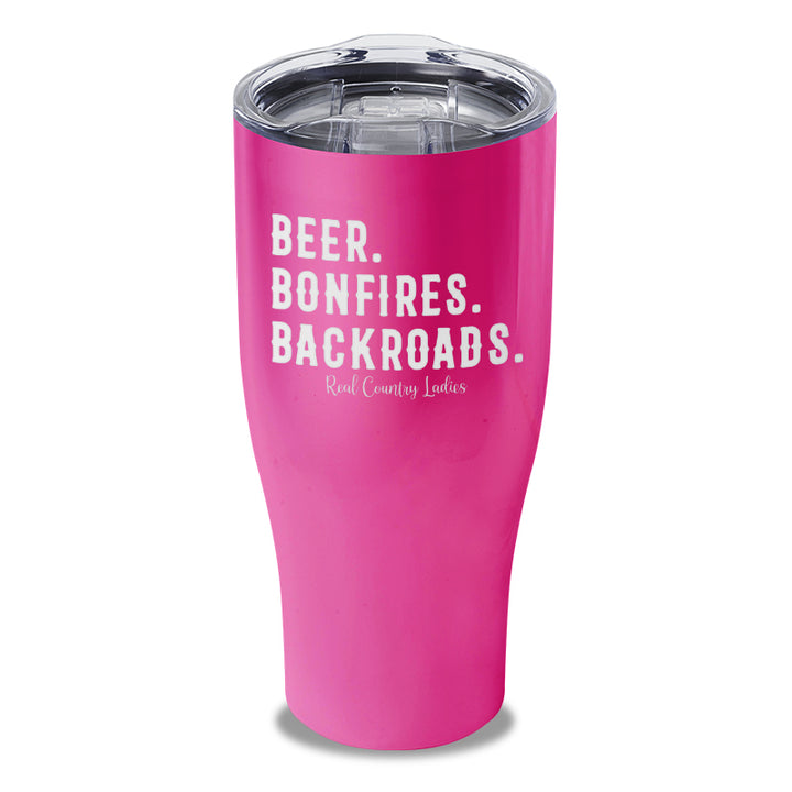 Beer Bonfires Backroads Laser Etched Tumbler