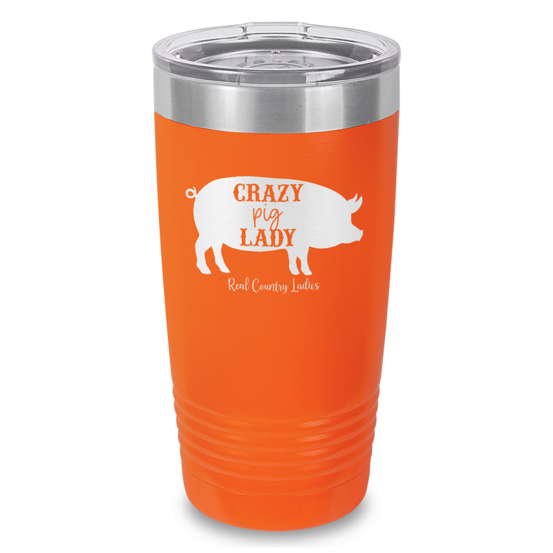 Crazy Pig Lady Laser Etched Tumbler