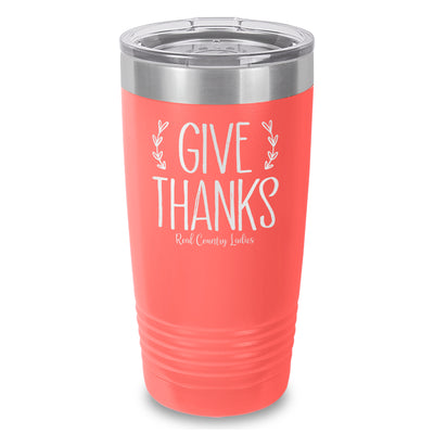 Falling For Deals | Give Thanks Laser Etched Tumbler