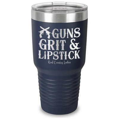 Guns Grit And Lipstick Laser Etched Tumbler