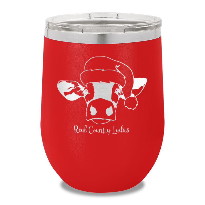 Christmas Cow 12oz Stemless Wine Cup