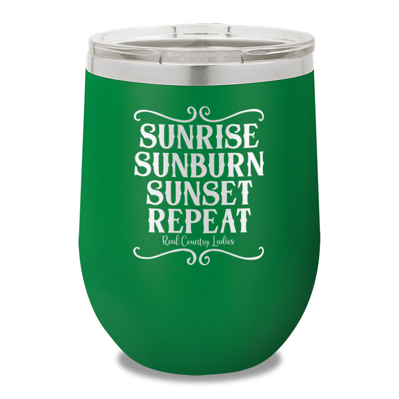 Sunrise Sunburn Sunset Repeat 12oz Stemless Wine Cup